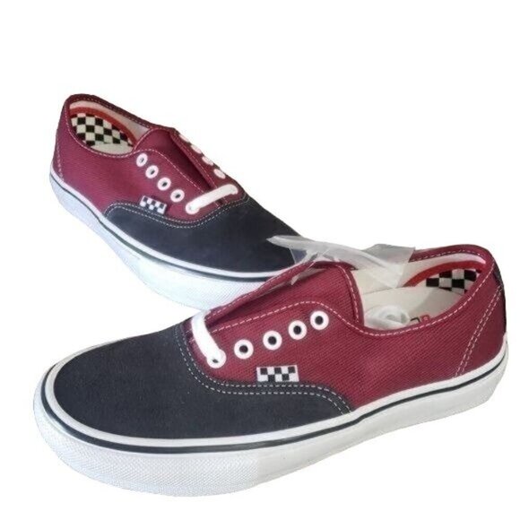 New Vans Skate Authentic Red Sneakers Skater Grunge Casual Colorblock Shoes - Picture 1 of 8